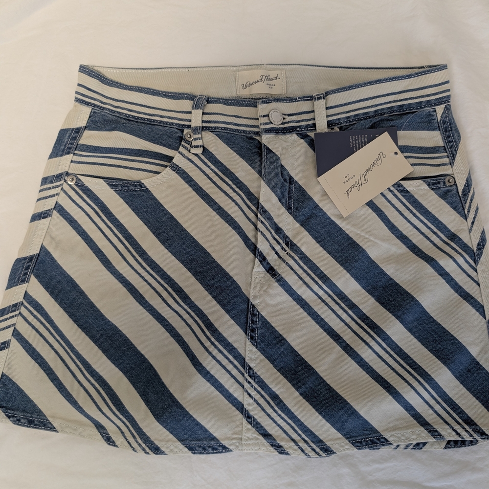 Target Universal Thread Blue and White Striped Mini Skirt